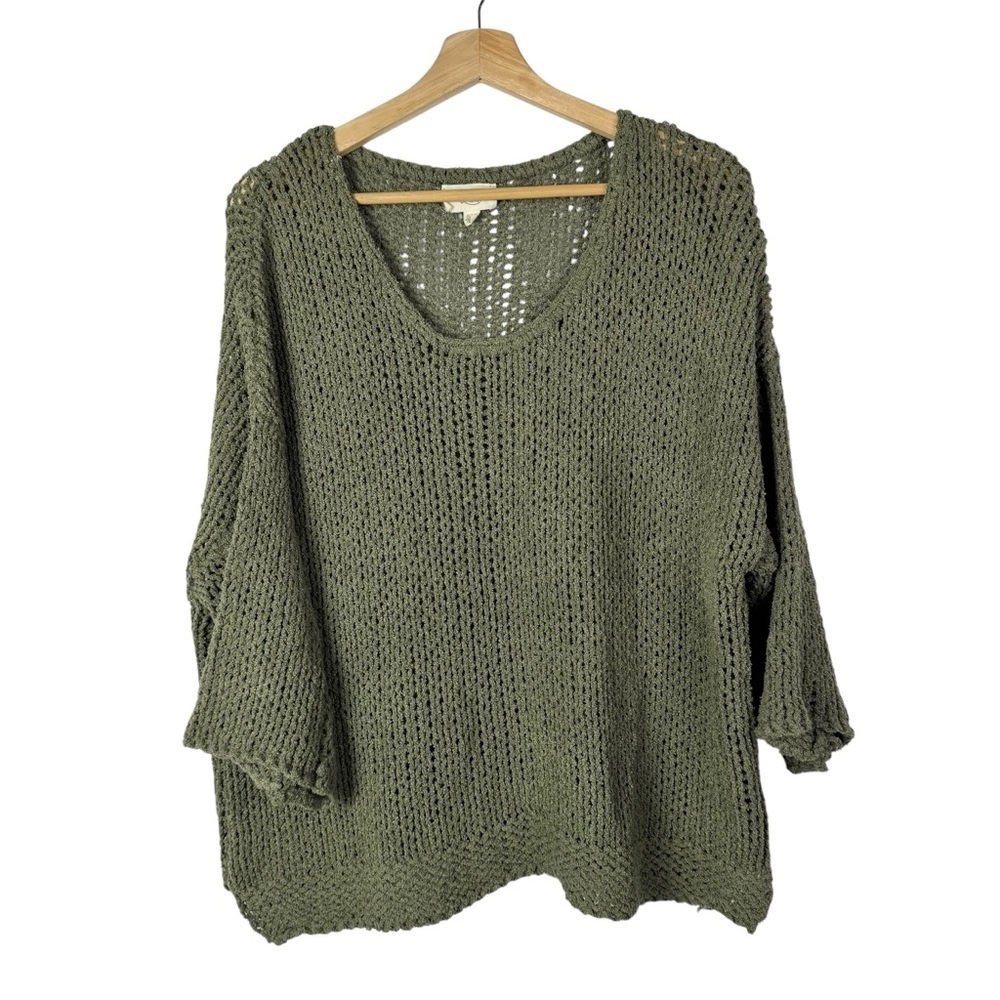Boutique Heart Love Green Open Knit Relaxed Fit Sweater S/M